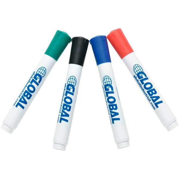 Global Industrial Dry Erase Markers, Bullet Tip 4ct, Assorted Colors, 5PK 695527PK